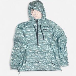 The North Face Fanorak Pullover Windbreaker - Teal/White Abstract Print